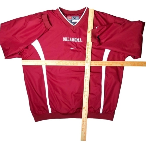 Nike Vintage -Center Check -Oklahoma University OU Crimson Red NCAA Windbreaker - Picture 9 of 11